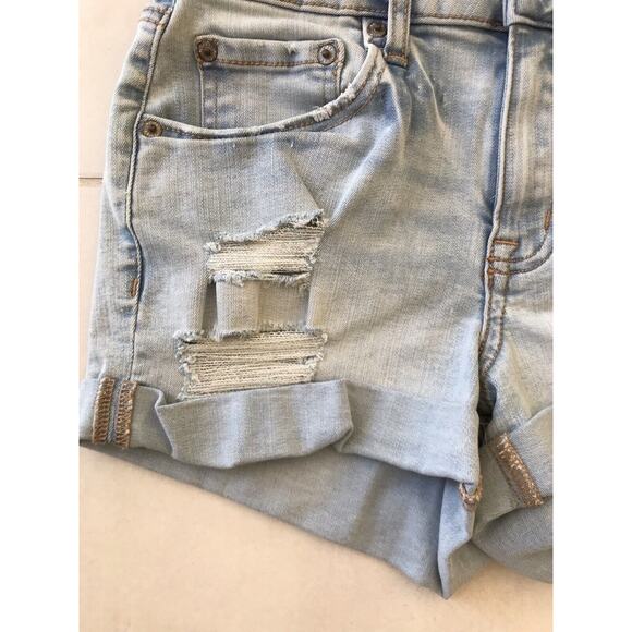 Aero Shorts Denim Jean Cuffed High Waist Distressed Stretchy - Picture 3 of 9